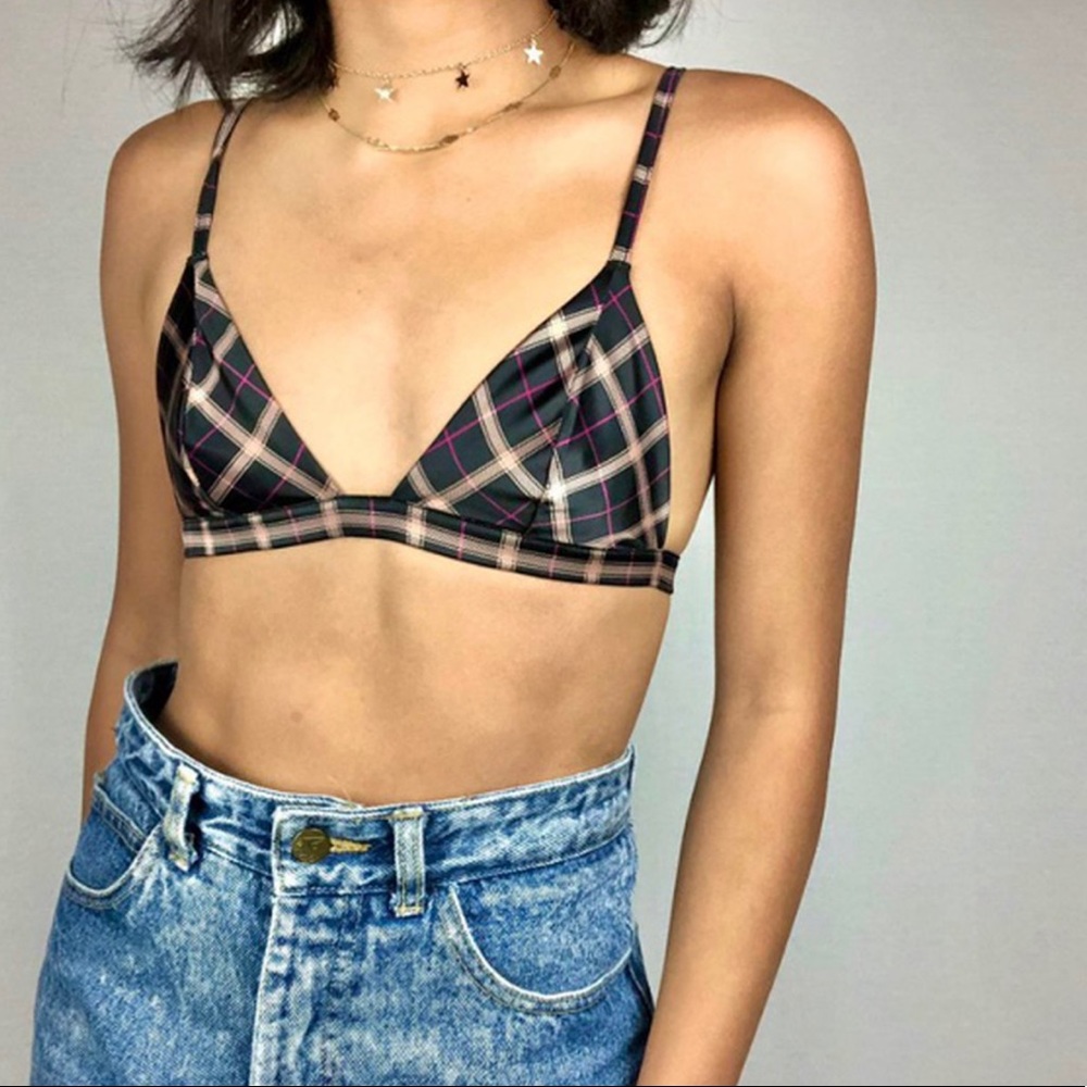 Victoria Secret satin plaid bralette XS